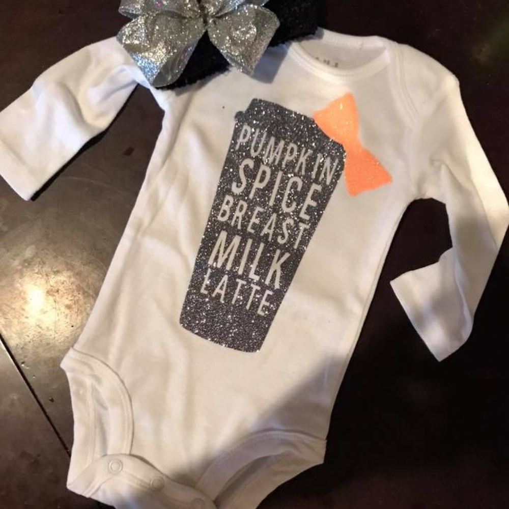 Pumpkin spice breast milk latte onesie